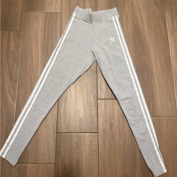 adidas Pants - adidas women Gray Leggings with White Stripes